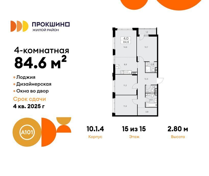 квартира г Москва п Сосенское ЖК Прокшино метро Коммунарка метро Прокшино ТиНАО к 10. 1.1 фото 1