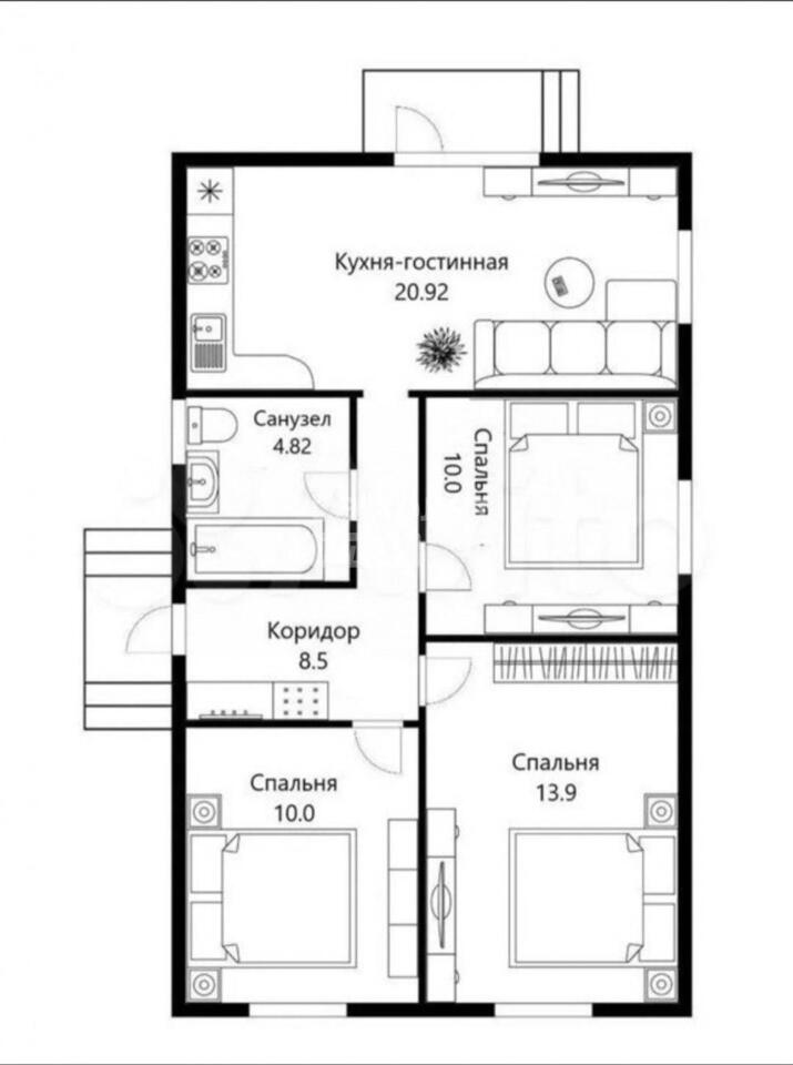 дом р-н Динской п Южный ул Казачья 2к/2 Южно-Кубанское сельское поселение, Краснодар фото 1