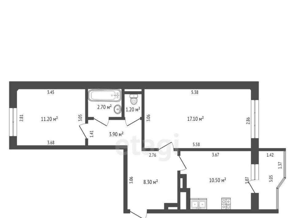 квартира г Кострома ул Даремская 5к/2 фото 2