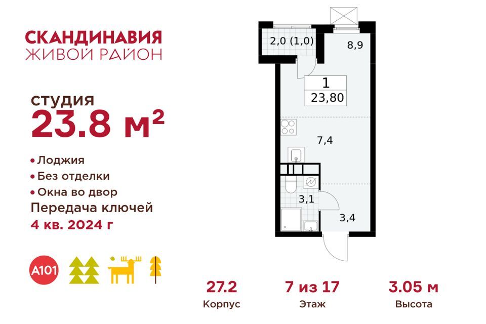 квартира г Москва п Сосенское п Коммунарка б-р Скандинавский 8 Новомосковский административный округ фото 1