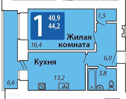 квартира г Чебоксары р-н Калининский проезд Гремячевский 6 городской округ Чебоксары фото 1