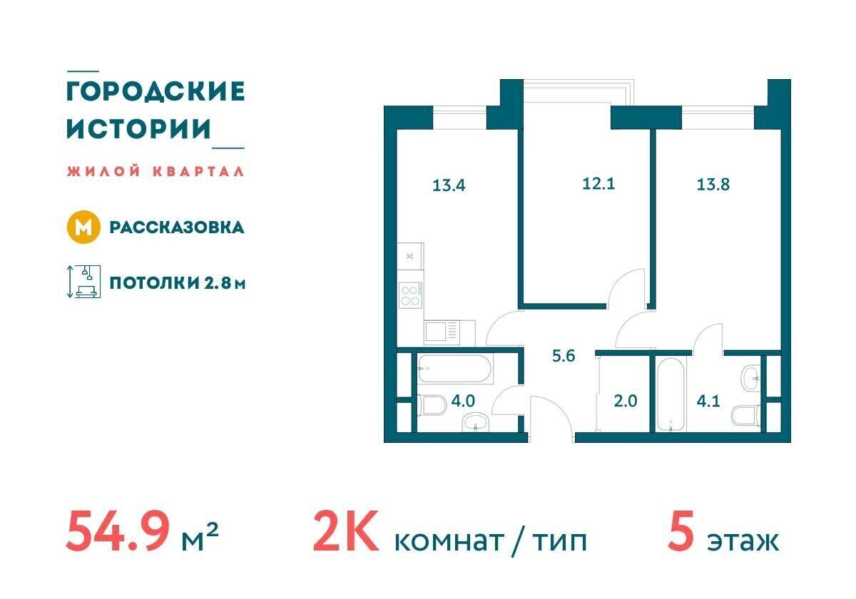 квартира г Москва п Внуковское д Рассказовка ул Анны Ахматовой 1 ЖК «Городские истории» метро Рассказовка фото 1