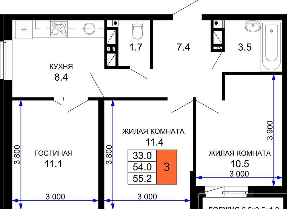 квартира г Краснодар р-н Прикубанский ул Ветеранов 2 ЖК «Сегодня» д. 85 фото 12