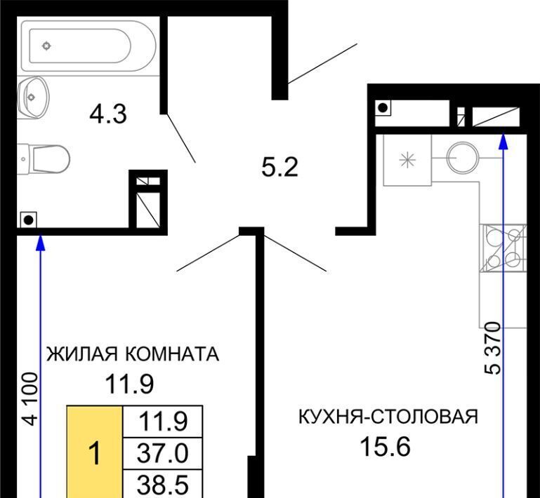 квартира г Краснодар р-н Прикубанский ЖК «Дыхание» фото 1