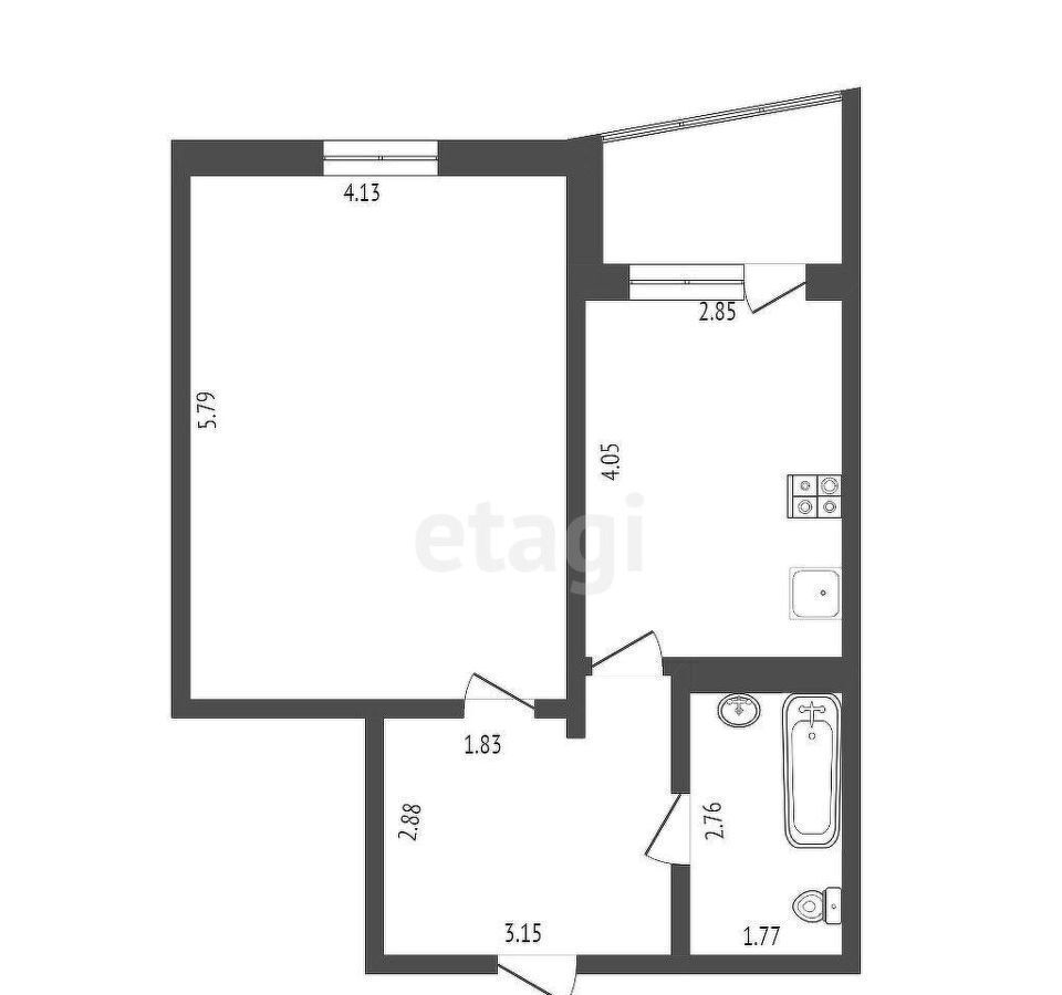 квартира г Тюмень р-н Центральный проезд Заречный 39к/2 фото 27