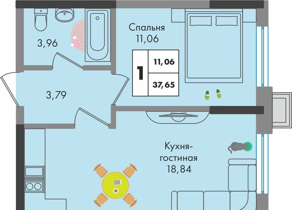 квартира г Краснодар р-н Прикубанский ул им. генерала Брусилова 1/2 ЖК Зеленая Территория д. 5 фото 1