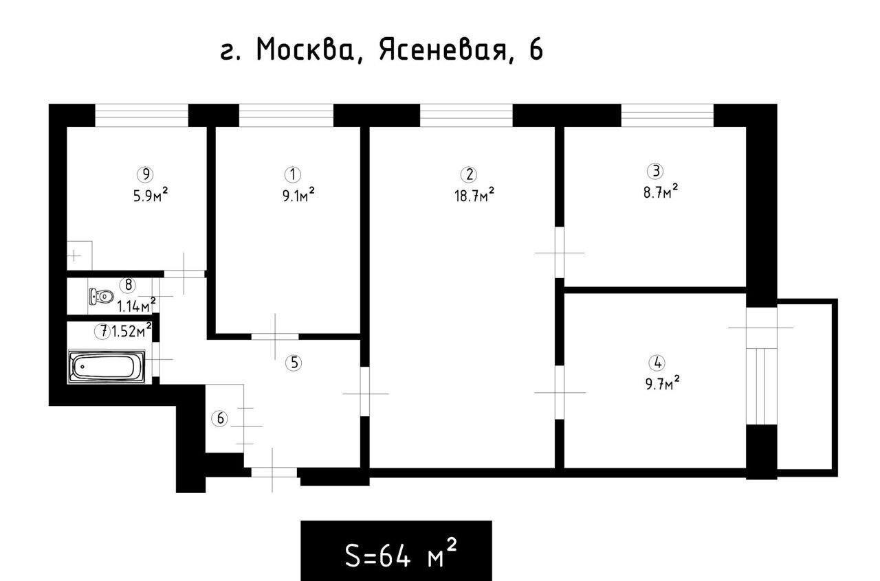 квартира г Москва метро Домодедовская ул Ясеневая 6 муниципальный округ Орехово-Борисово Южное фото 21