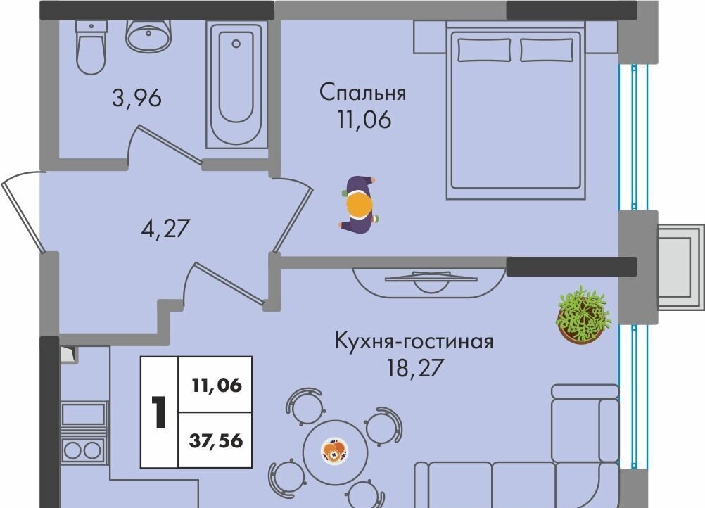 квартира г Краснодар р-н Прикубанский ул им. генерала Брусилова 1/2 ЖК Зеленая Территория д. 5 фото 1