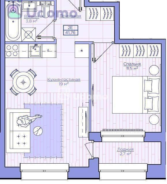 квартира г Уфа р-н Октябрьский ул Энтузиастов 7 ЖК Tau House Уфа городской округ фото 1