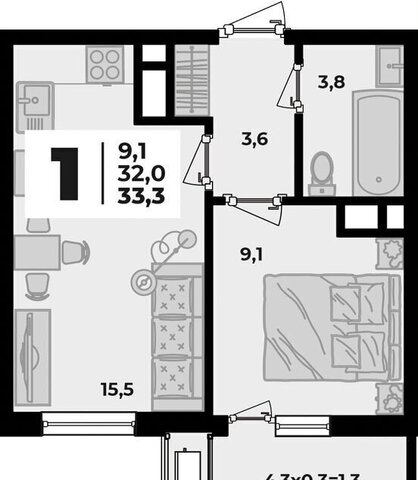 ул Бжедугская 1 блок-секция 2, Яблоновский, д. 47 фото