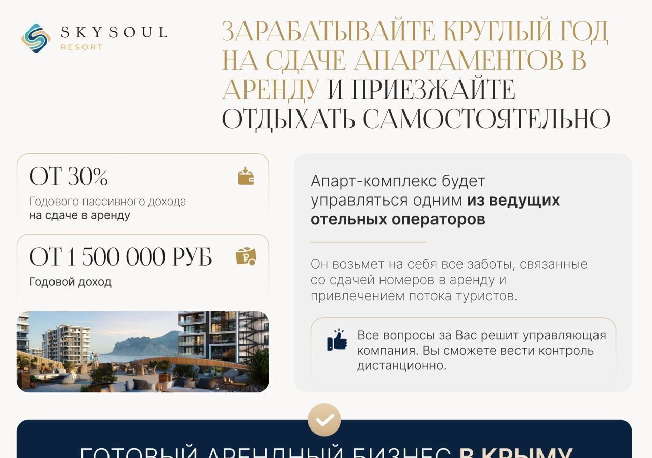 квартира г Феодосия пгт Коктебель апарт-комплекс SKYSOUL RESORT р-н автозаправки «Химсбытторг», стр. 7 фото 3