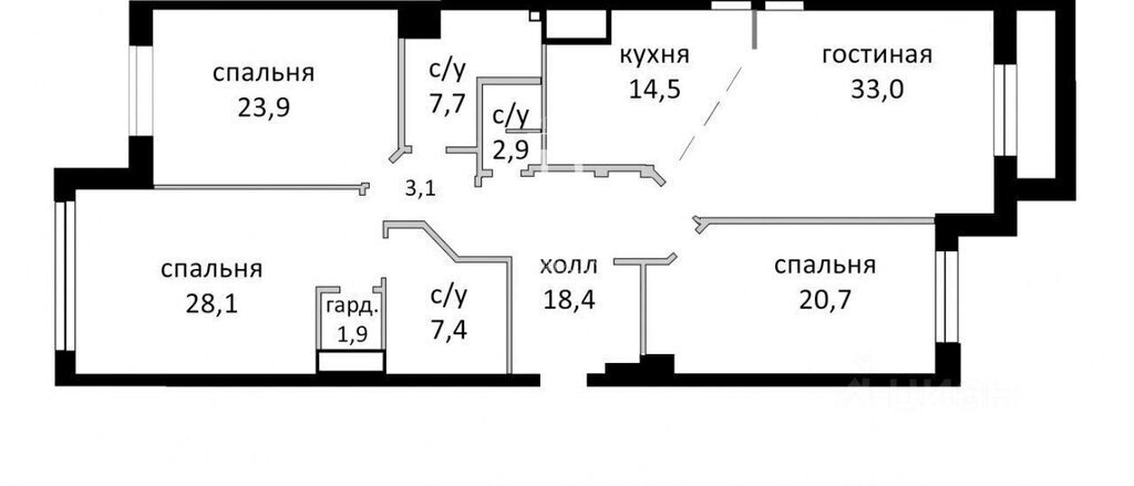 квартира г Москва метро Фрунзенская ул 2-я Фрунзенская 8 ЖК «Андреевский» муниципальный округ Хамовники фото 22