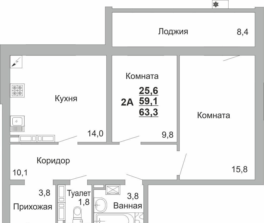 квартира р-н Альметьевский г Альметьевск пр-кт Строителей 70б ЖК «Символ» городское поселение Альметьевск фото 3