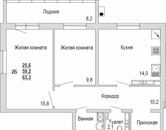 квартира г Набережные Челны р-н Комсомольский ул Авангардная 51а ЖК «Дружный» фото 3