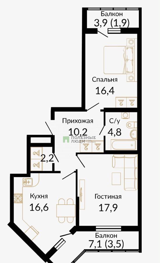 квартира г Новороссийск р-н Центральный ул Куникова 55к/1 ЖК «Облака» фото 12