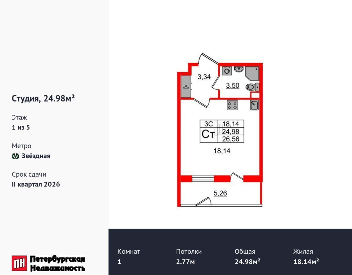 квартира г Санкт-Петербург р-н Московский ш Пулковское 29 ЖК Парадный ансамбль корп. 6. 5 фото 1