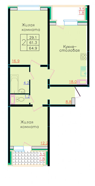 квартира г Липецк р-н Октябрьский ул Володи Бачурина 15 фото 1