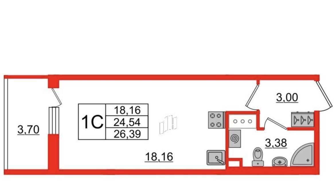 квартира г Санкт-Петербург метро Проспект Ветеранов пр-кт Будённого 19к/1 фото 9