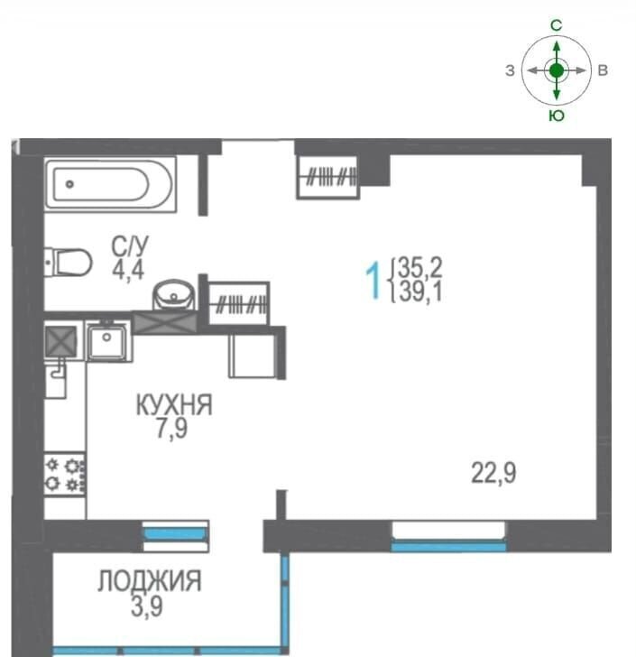 квартира г Феодосия ш Симферопольское 48 ЖК «Утесов» фото 1