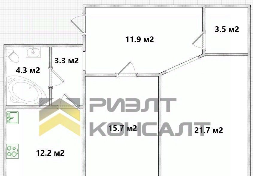 квартира г Омск р-н Октябрьский ул Шебалдина 199/2 фото 31