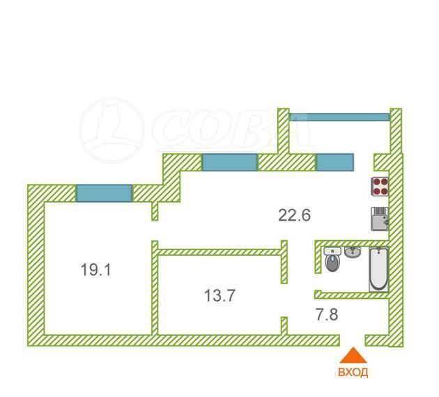 квартира г Тюмень р-н Калининский ул 9 Января 164к/2 фото 1