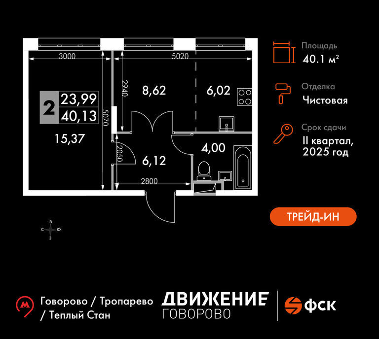 квартира г Щербинка квартал № 1 метро Говорово ЗАО район Солнцево № 3, жилой комплекс Движение. Говорово, к 1 фото 1