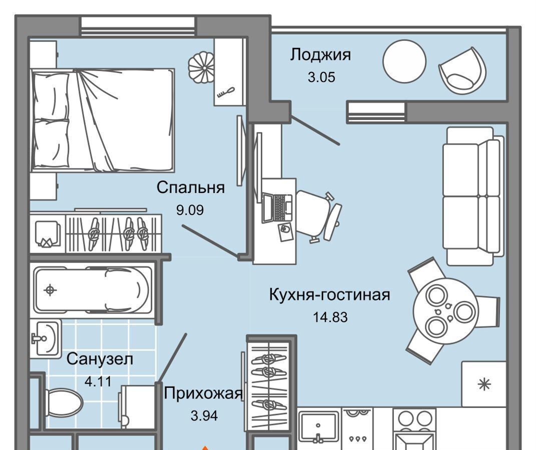 квартира г Ульяновск р-н Заволжский пр-кт Авиастроителей 2 фото 1