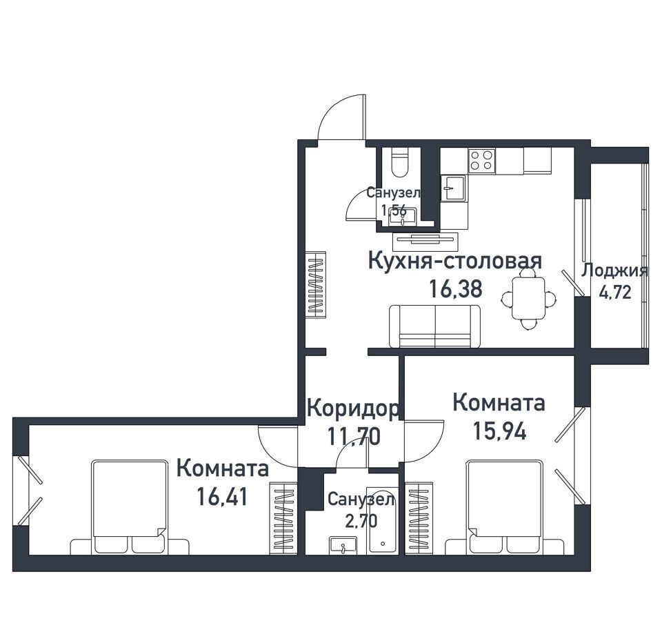 квартира р-н Сосновский п Пригородный ул Ласковая 8 с/п Кременкульское, Челябинск фото 1