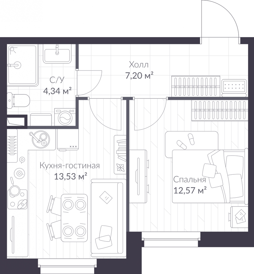 квартира г Санкт-Петербург метро Удельная метро Комендантский Проспект р-н Приморский ул Парашютная 81к/1 ЖК «VEREN NEXT шуваловский» фото 1