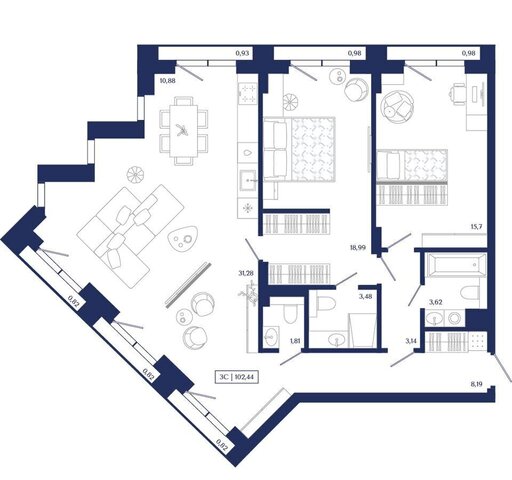 р-н Центральный Октябрьская ул Семьи Шамшиных 1 ЖК «Unity Center» фото