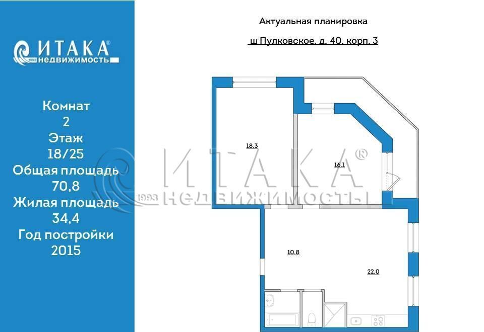 квартира г Санкт-Петербург ш Пулковское 40к/3 Звёздная фото 28