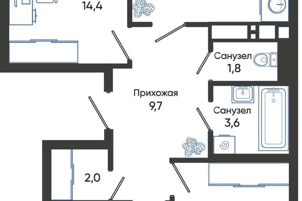 квартира г Новороссийск р-н Южный ул Куникова 6 городской округ Новороссийск фото 1