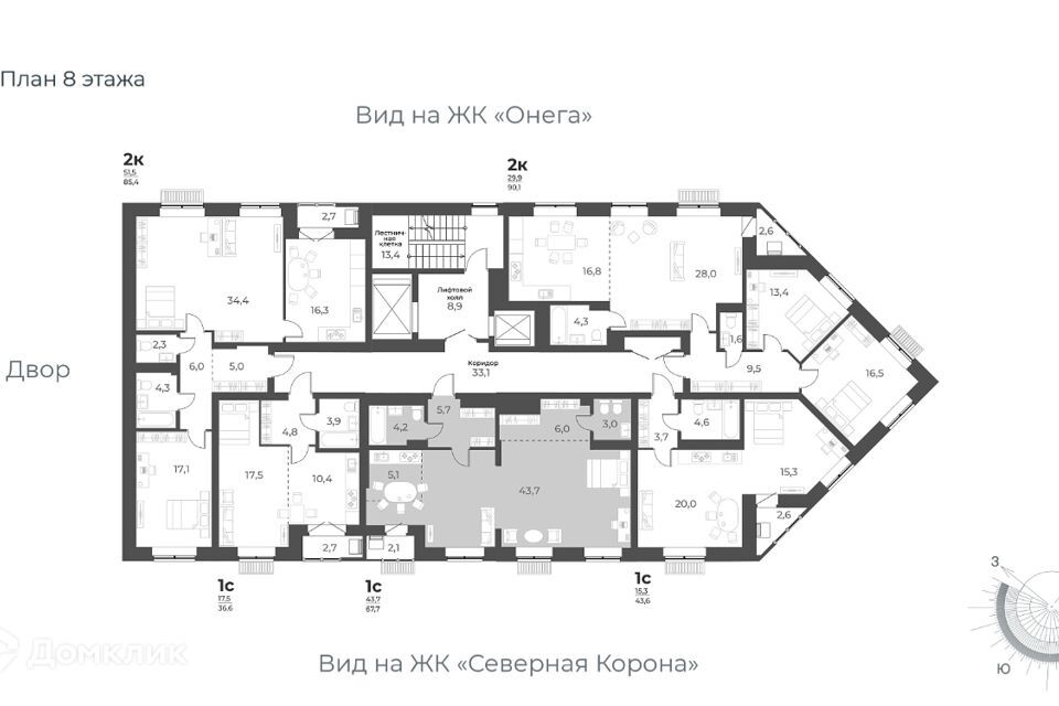 квартира г Новосибирск р-н Калининский Декоративный Питомник, 16/5 стр, Новосибирск городской округ фото 2