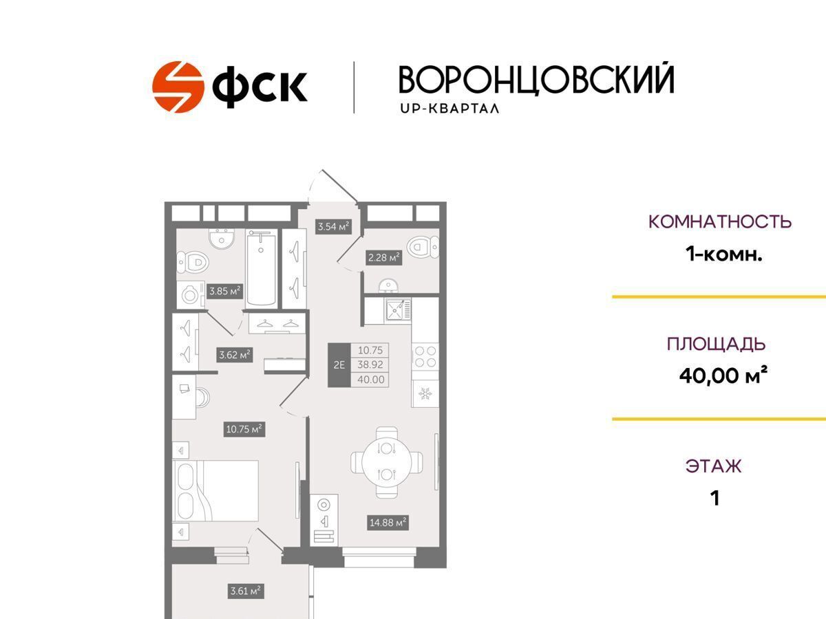 квартира р-н Всеволожский д Новое Девяткино ул Лесная UP-квартал «Воронцовский» Девяткино, завод «Турбоатомга», стр. Б фото 1