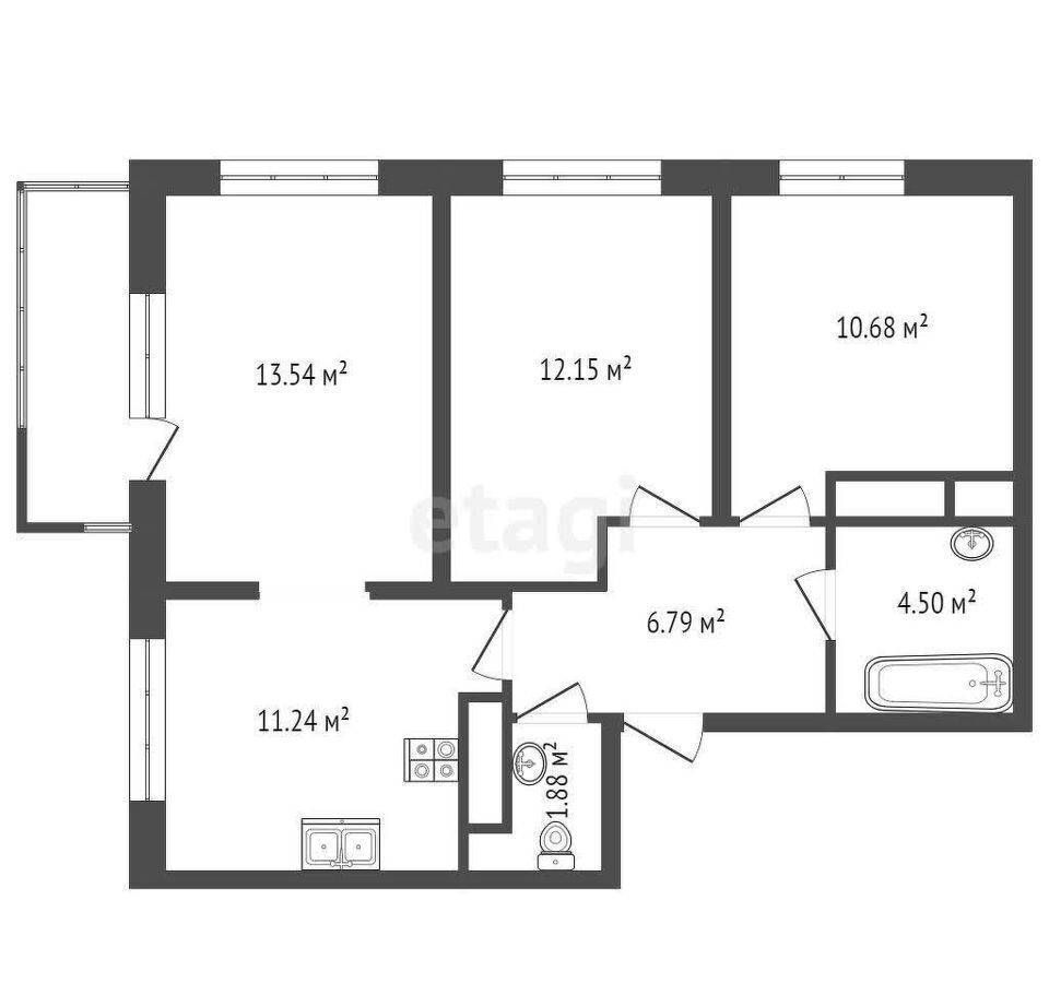 квартира г Тюмень р-н Калининский ул Фармана Салманова 23 фото 12