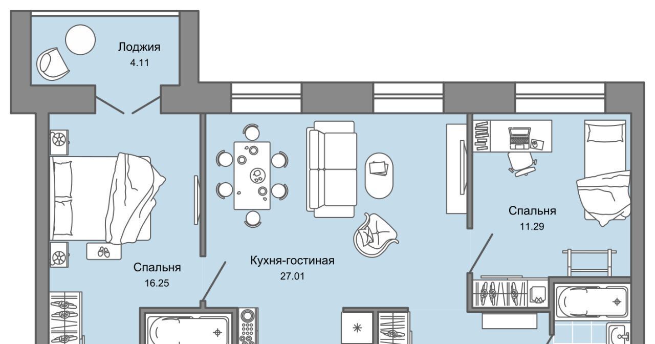 квартира г Ульяновск р-н Заволжский Новый Город ЖК Центрополис 5 Центральный кв-л фото 1