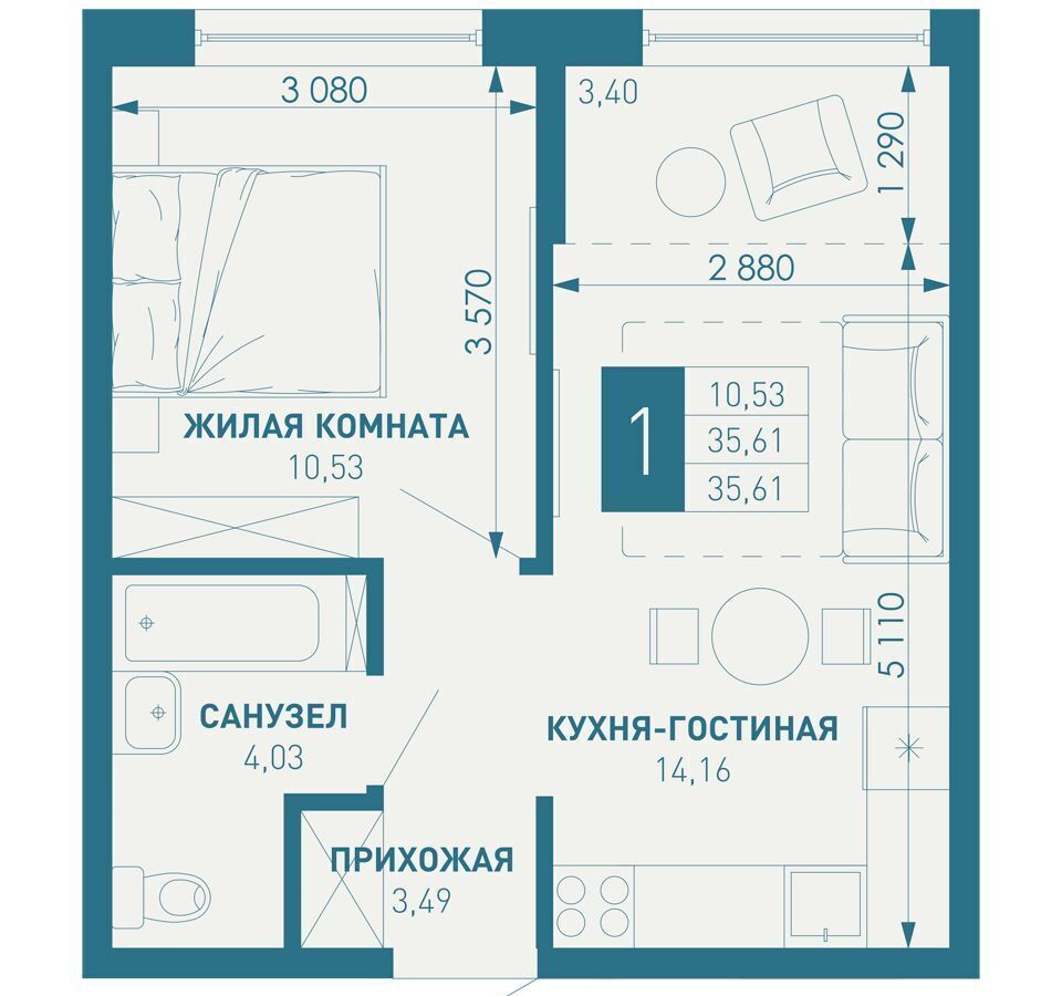 квартира г Краснодар р-н Прикубанский ул. Профессора Рудакова/Душистая/4-я Целиноградская, стр. 1 фото 1