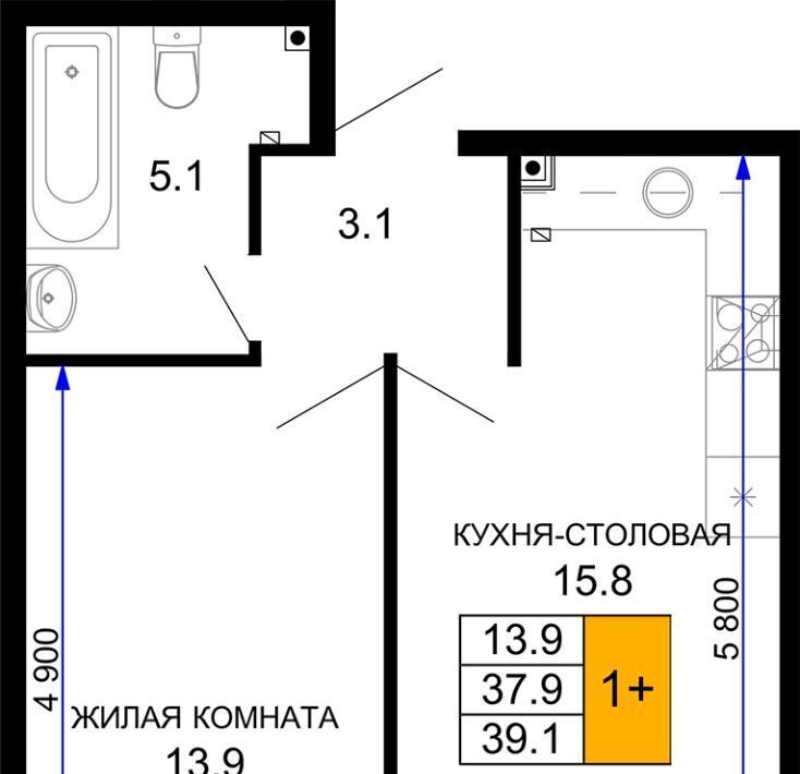 квартира г Краснодар р-н Прикубанский ЖК «Дыхание» фото 1