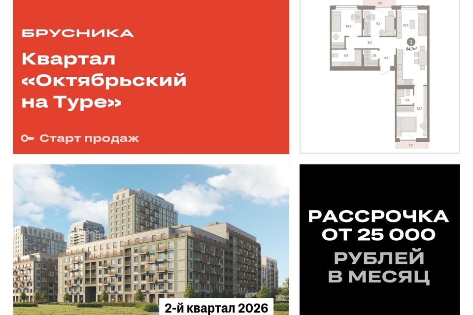 квартира г Тюмень Тюмень городской округ, Жилой комплекс Октябрьский на Туре фото 1