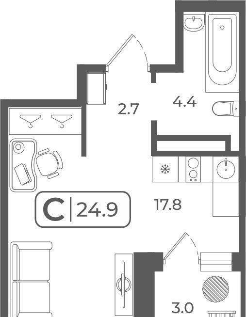 квартира г Тюмень р-н Ленинский ул Дамбовская 29 ЖК QUATTRO корп. 2 фото 1