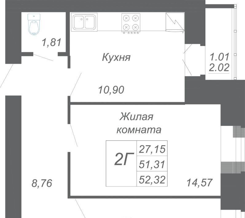 квартира р-н Зеленодольский с Осиново ЖК «Радужный-2» Осиновское с/пос, Авиастроительная фото 1