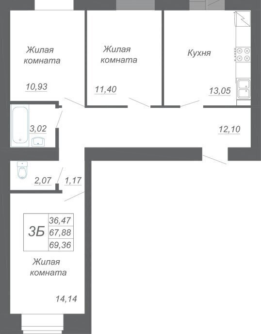 квартира р-н Зеленодольский с Осиново ЖК «Радужный-2» Козья слобода фото 1