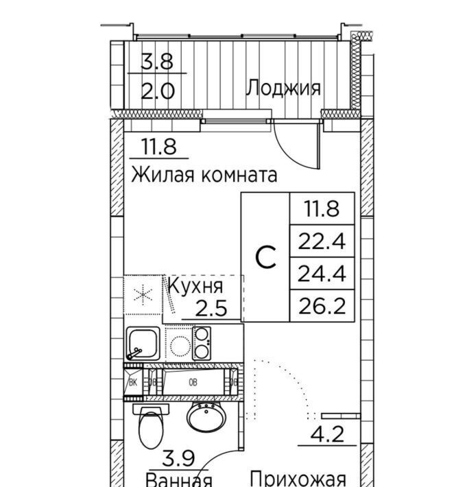 квартира г Владивосток р-н Ленинский ул Расула Гамзатова 7к/3 фото 1