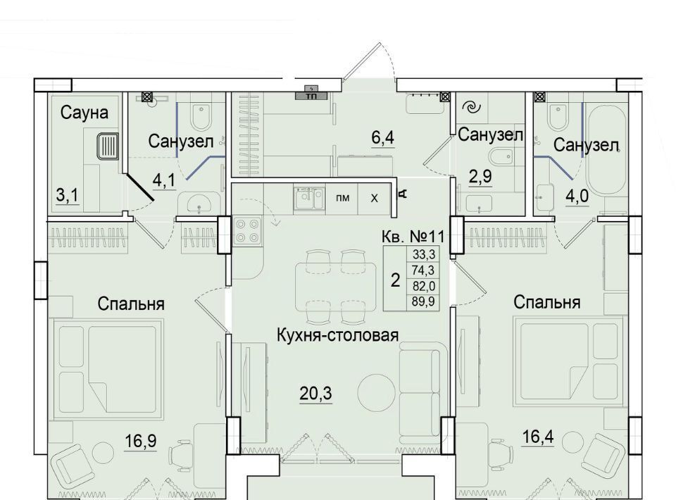 квартира г Калининград р-н Ленинградский ул Молодой гвардии 34к/5 фото 1