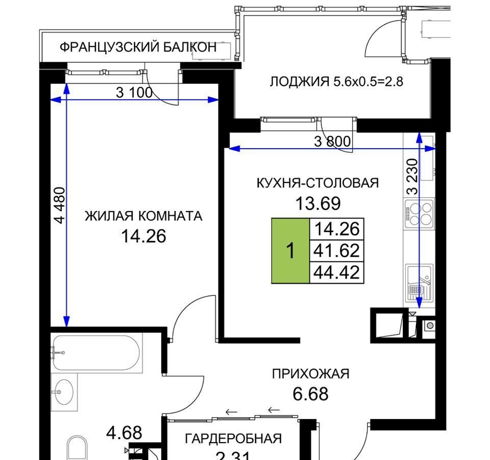 квартира г Краснодар р-н Прикубанский ул Ветеранов 4 ЖК «Сегодня» д. 85 фото 7