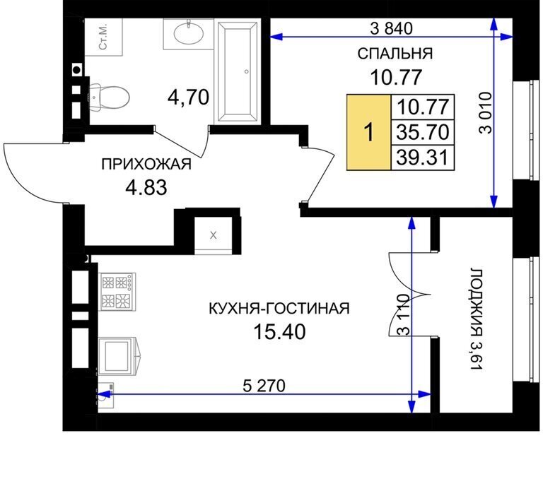 квартира р-н Гурьевский г Гурьевск ул Героя России Катериничева 2 ЖК «Включи» фото 1