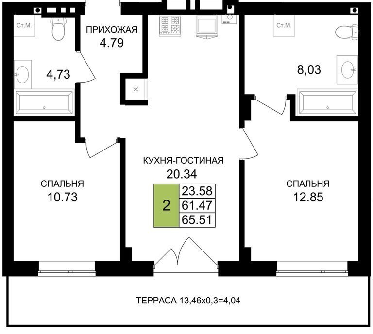 квартира р-н Гурьевский г Гурьевск ул Героя России Катериничева 2 ЖК «Включи» фото 1