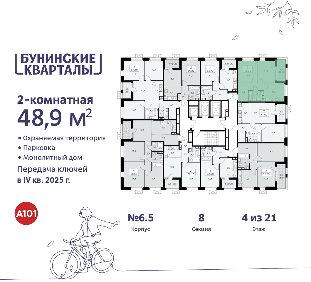 квартира г Москва п Сосенское пр-кт Куприна 2 ЖК Бунинские Кварталы метро Коммунарка метро Улица Горчакова Сосенское, Ольховая, Бунинская аллея фото 2