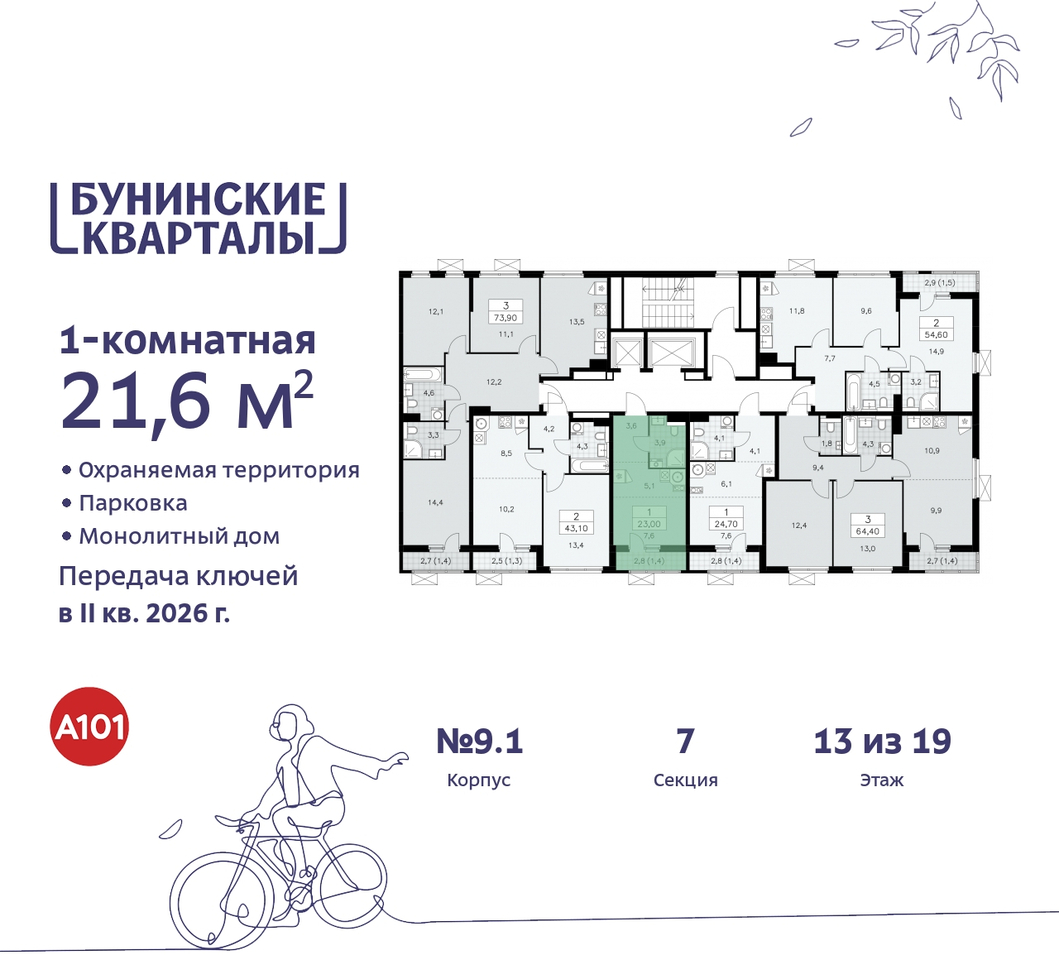 квартира г Москва п Сосенское пр-кт Куприна 2 ЖК Бунинские Кварталы метро Коммунарка метро Улица Горчакова Сосенское, Ольховая, Бунинская аллея фото 2