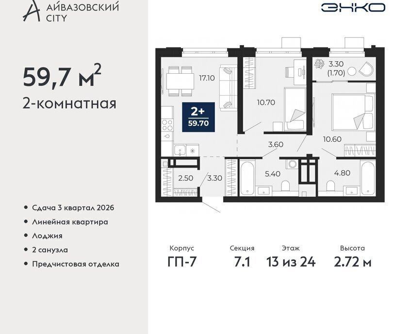 квартира г Тюмень ЖК Айвазовский Центральный административный округ фото 1